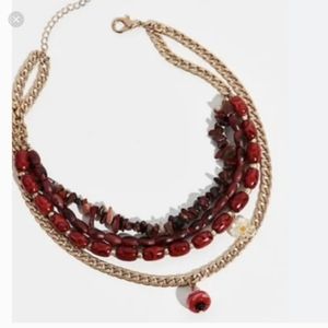 FREE PEOPLE Mykonos Layered Necklace Murano Glass Beads Festival Boho NWT